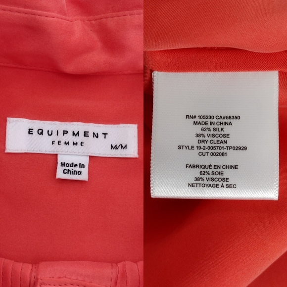 Equipment Femme Short Sleeve Button Down Blouse Size M - Picture 11 of 16